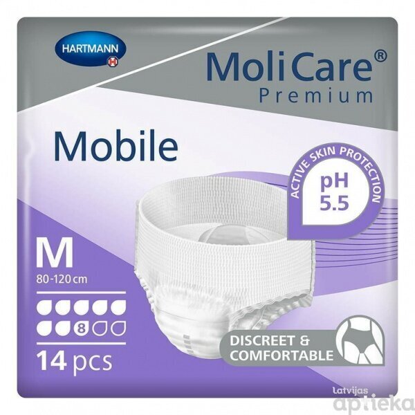 Autiņbikses MoliCare Premium Mobile 8M, 14 gab. cena un informācija | Autiņbiksītes, higiēniskās paketes, vienreizlietojamie paladziņi pieaugušajiem | 220.lv