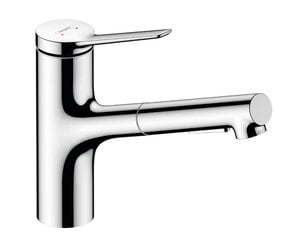 Virtuves maisītājs ar izvelkamu dušu + sBox HansGrohe Zesis M33 150 2jet, hroms, 74803000 cena un informācija | Ūdens maisītāji virtuvei | 220.lv