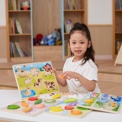 Koka Montessori puzle 2in1 ferma Viga цена и информация | Развивающие игрушки | 220.lv