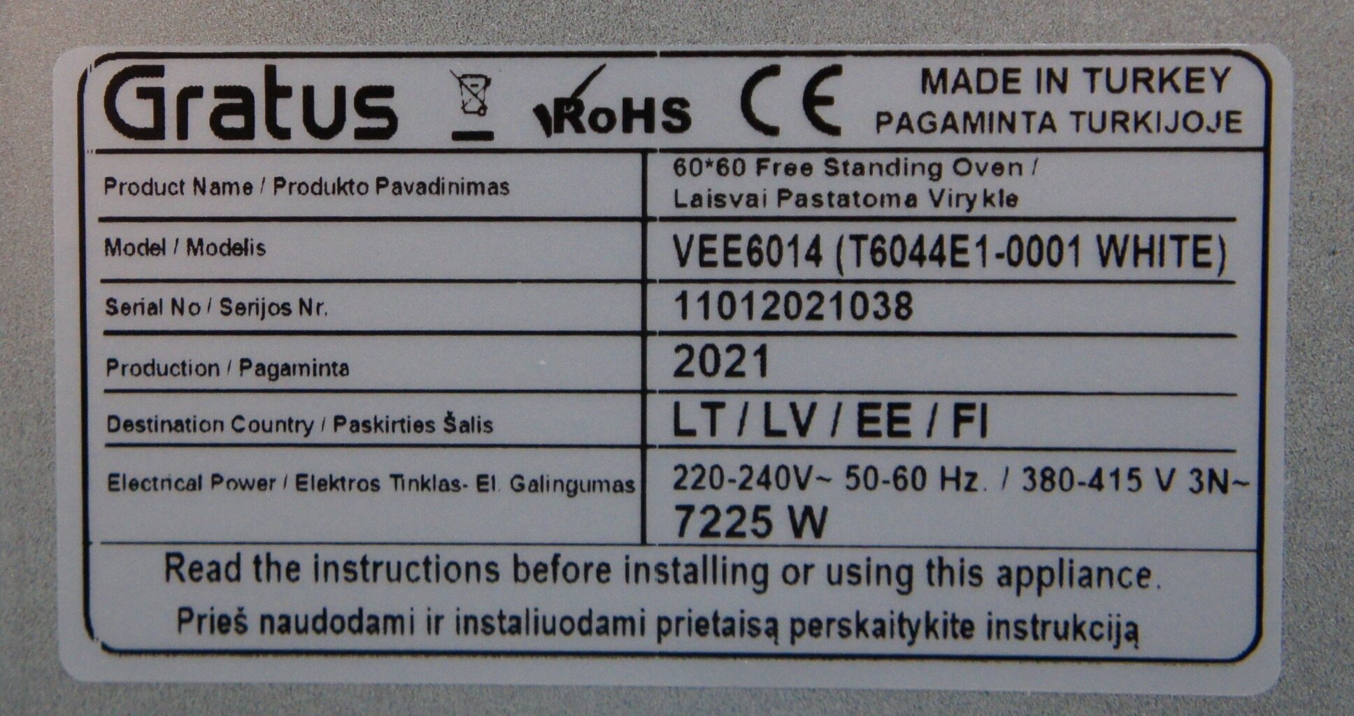 Gratus VEE6014 cena un informācija | Elektriskās plītis | 220.lv