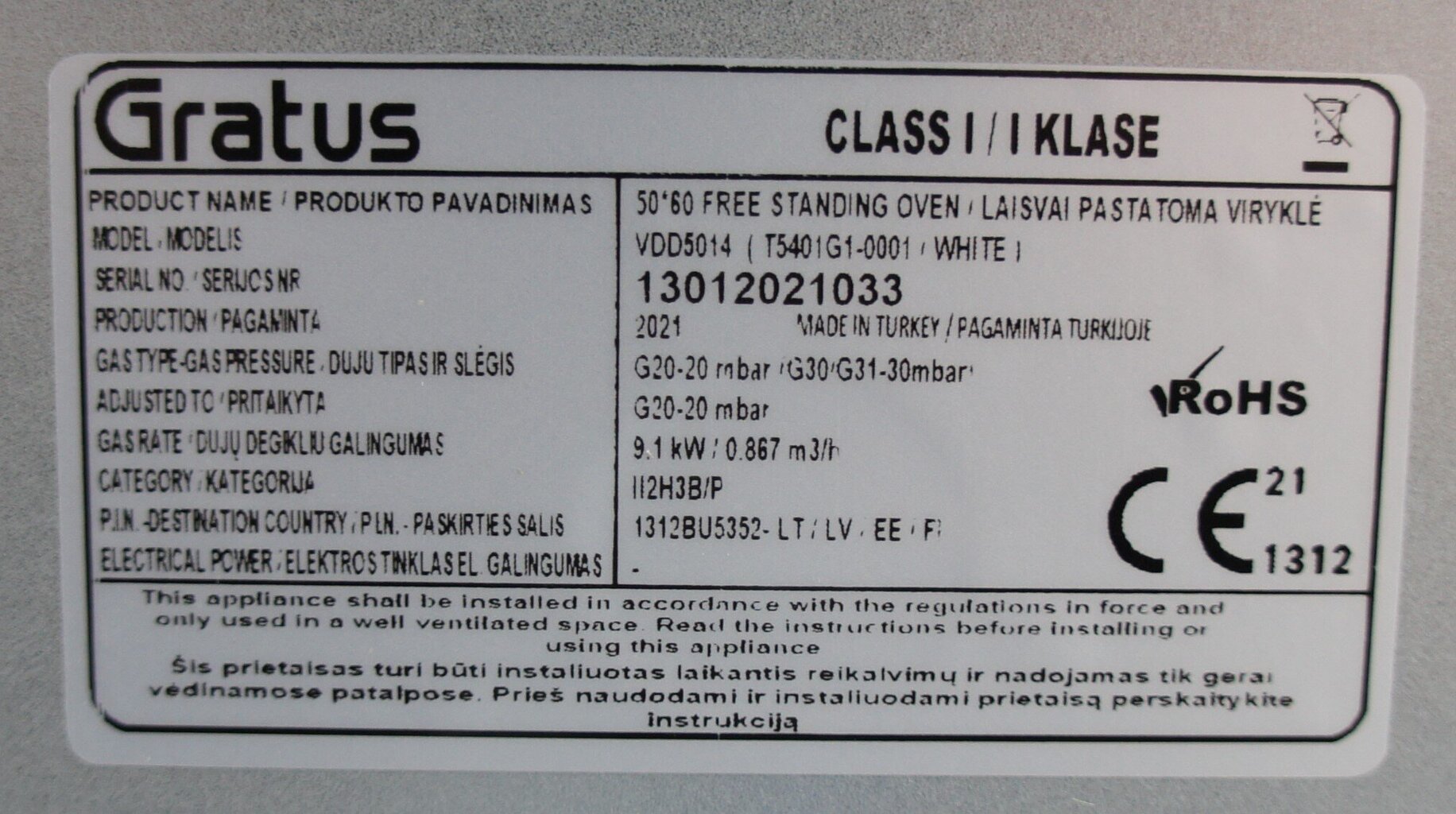 Gratus VDD5014 cena un informācija | Gāzes plītis | 220.lv