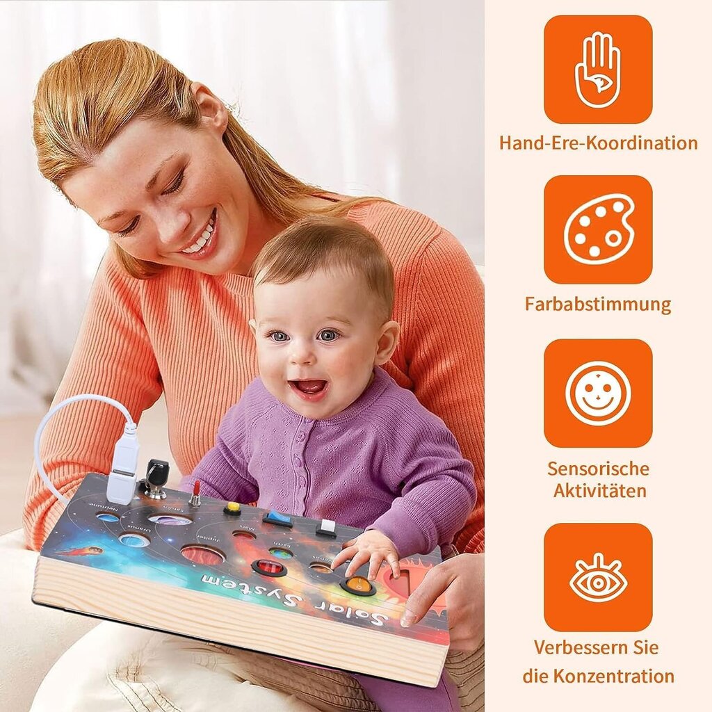 Wenosda Montessori Busy Board ‎TC1809 Bērnu aktivitāšu dēlis цена и информация | Rotaļlietas zīdaiņiem | 220.lv