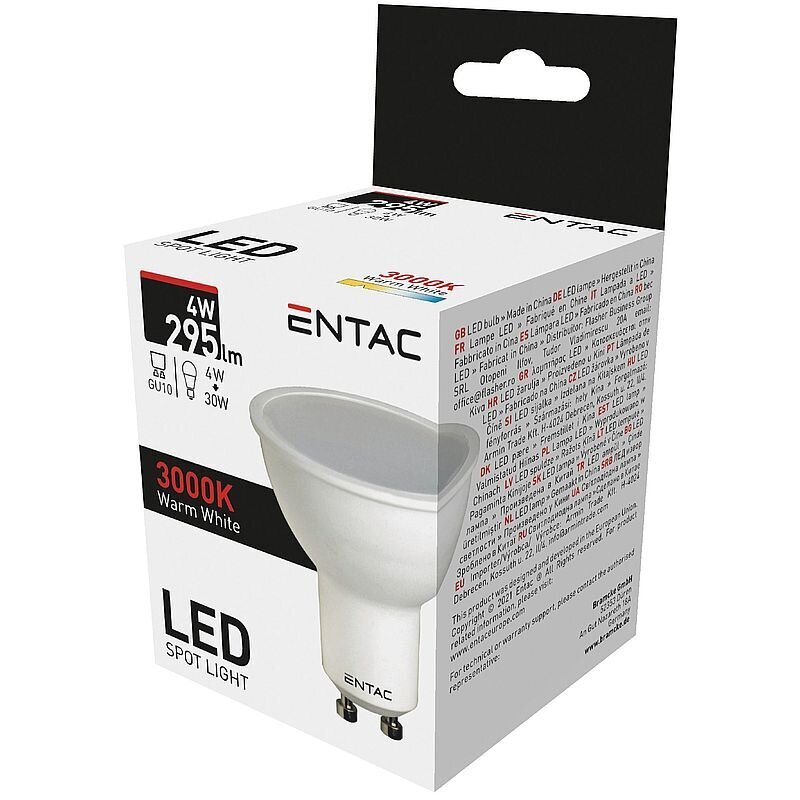 LED spuldze Entac 4W GU10 3000K cena un informācija | Spuldzes | 220.lv