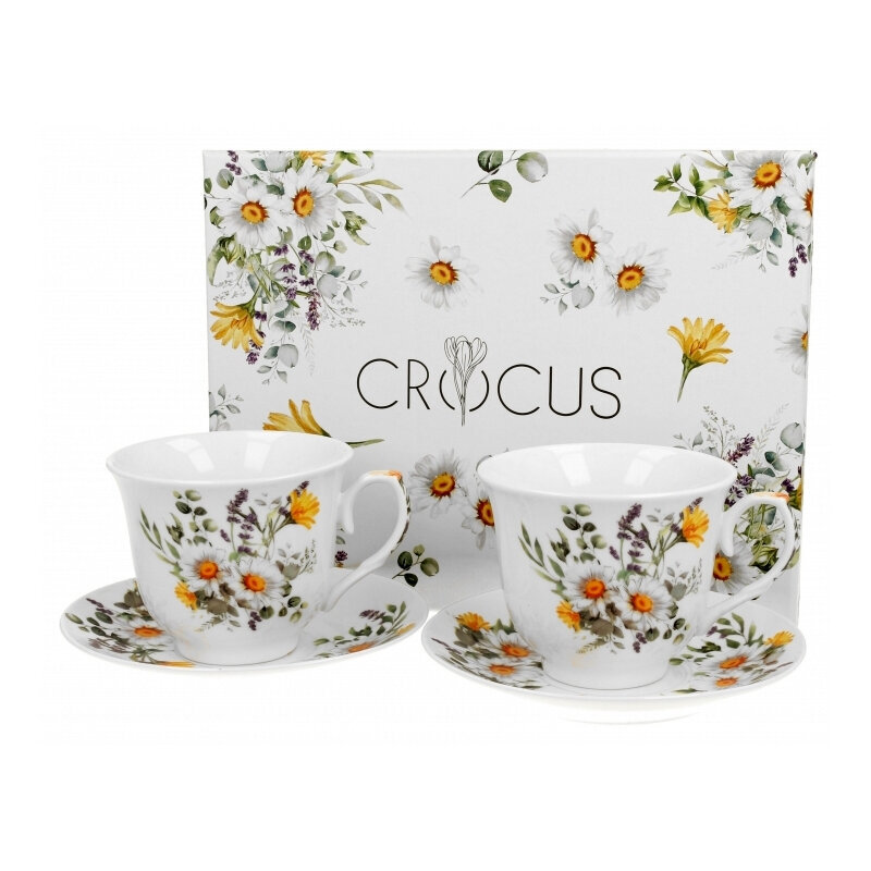 Crocus tase ar apakštasi Daisy, 200ml 2gab cena un informācija | Glāzes, krūzes, karafes | 220.lv