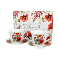 Crocus tase ar apakštasi Poppy, 200ml 2gab cena un informācija | Glāzes, krūzes, karafes | 220.lv