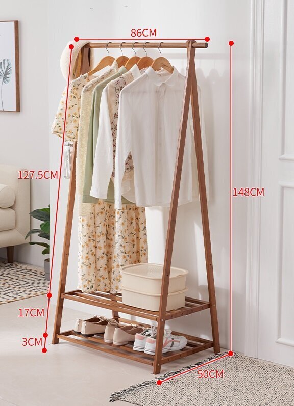 Drēbju pakaramais ar 2 plauktiem, 86 cm cena un informācija | Pakaramie un apģērbu maisi | 220.lv