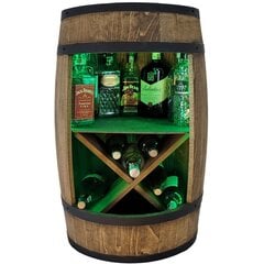 Элегантный деревянный бар-бочка для бутылок с ликером, X-образная винная полка и светодиодная подсветка RGB цена и информация | Кухонные принадлежности | 220.lv