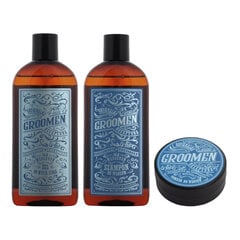 Ķermeņa un matu kopšanas Groomen Aqua komplekts vīriešiem: šampūns 300 ml + matu pomāde 120 g + ķermeņa mazgāšanas želeja 300 ml cena un informācija | Šampūni | 220.lv