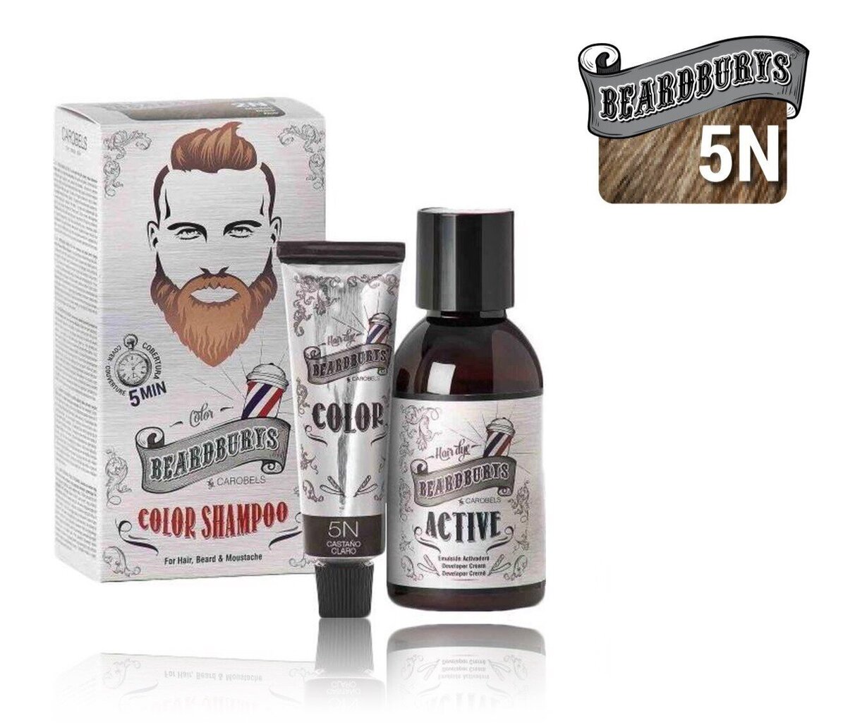 Gaiši brūns pagaidu matu tonizējošs šampūns Beardburys Color Shampoo 5N cena un informācija | Matu krāsas | 220.lv