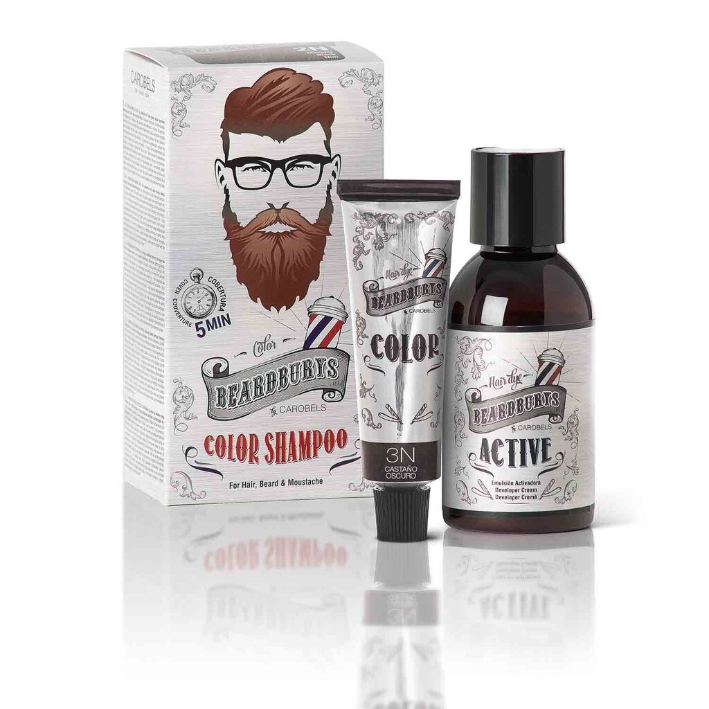 Tumši brūns pagaidu matu tonizējošs šampūns Beardburys Color Shampoo 3N цена и информация | Matu krāsas | 220.lv