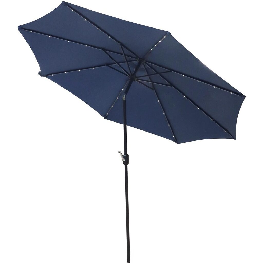 Dārza lietussargs ar led apgaismojumu, 300 cm, tumši zils цена и информация | Saulessargi, markīzes un statīvi | 220.lv