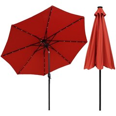 Dārza lietussargs ar led apgaismojumu, 300 cm, sarkans цена и информация | Зонты, маркизы, стойки | 220.lv