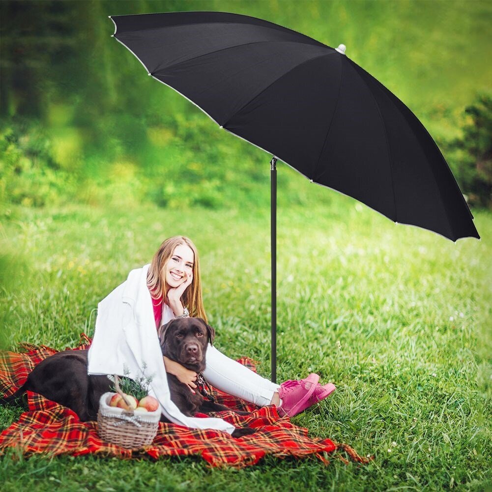 Dārza lietussargs, 220 cm, melns cena un informācija | Saulessargi, markīzes un statīvi | 220.lv