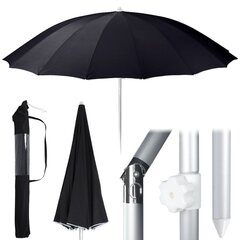 Dārza lietussargs, 220 cm, melns цена и информация | Зонты, маркизы, стойки | 220.lv