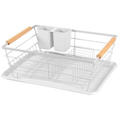 сушилка для посуды с поддоном, белая, 44 x 32 x 14 см цена и информация | Кухонные принадлежности | 220.lv