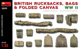 Līmējošais modelis MiniArt 35599 British Rucksacks Bags & Folded Canvas WW2 1/35 cena un informācija | Līmējamie modeļi | 220.lv