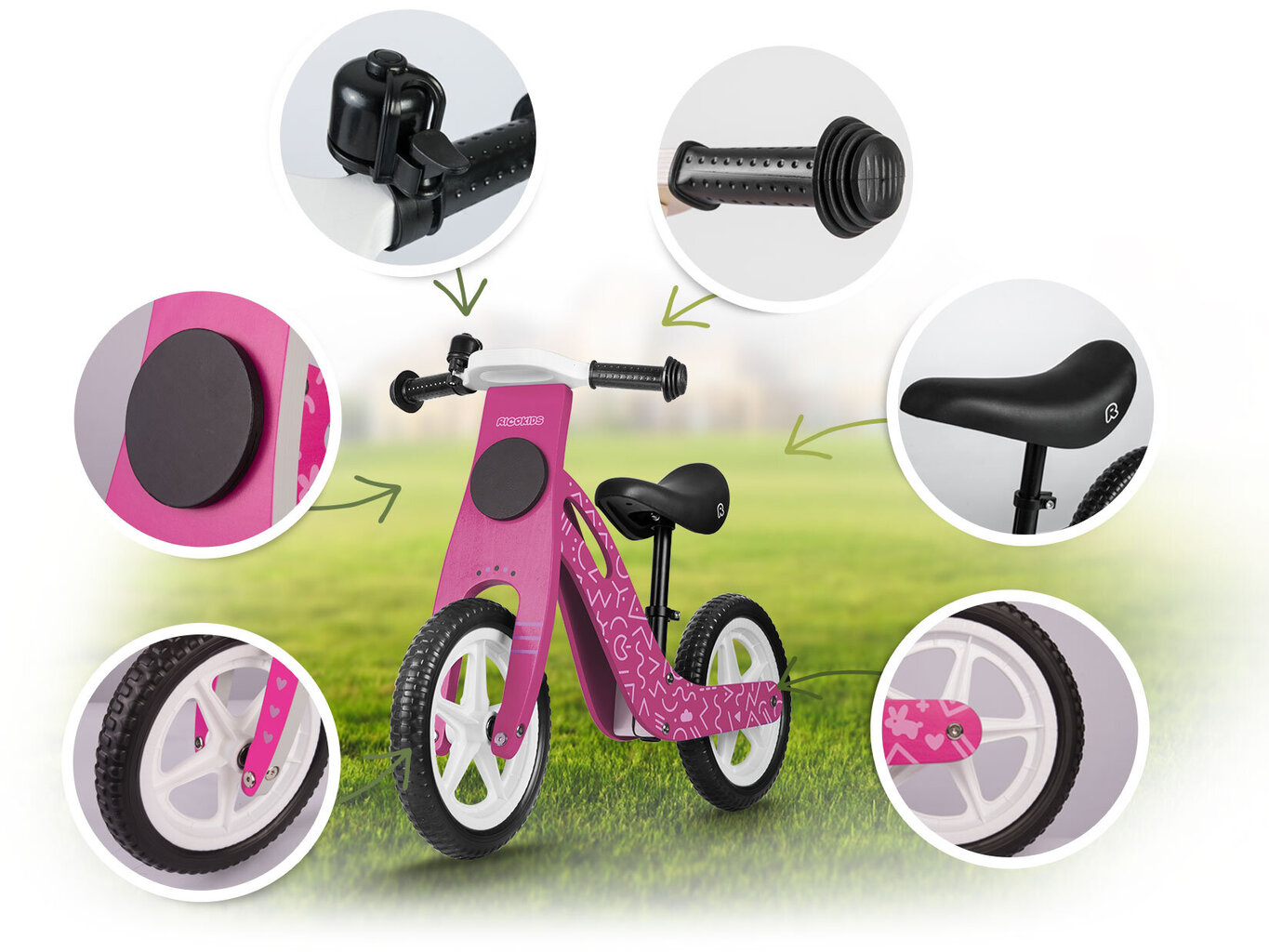 Līdzsvara velosipēds, Ricokids RC-614 cena un informācija | Balansa velosipēdi | 220.lv