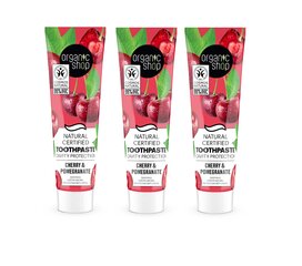 Zobu pasta pret kariesu Organic Shop Cherry & Pomegranate, 3x100 ml цена и информация | Зубные щетки, пасты | 220.lv