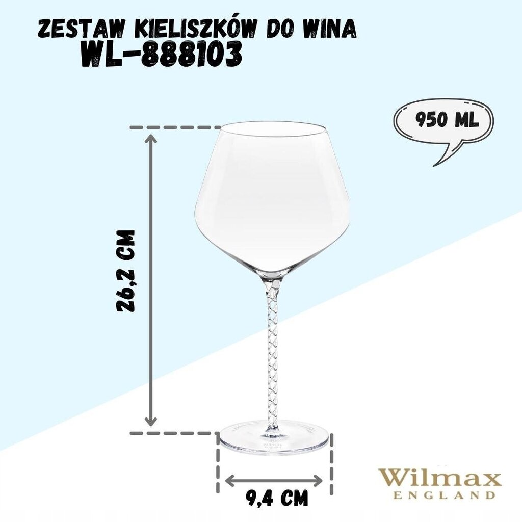 Wilmax glāze, 950 ml - komplekts 2 gab. цена и информация | Glāzes, krūzes, karafes | 220.lv