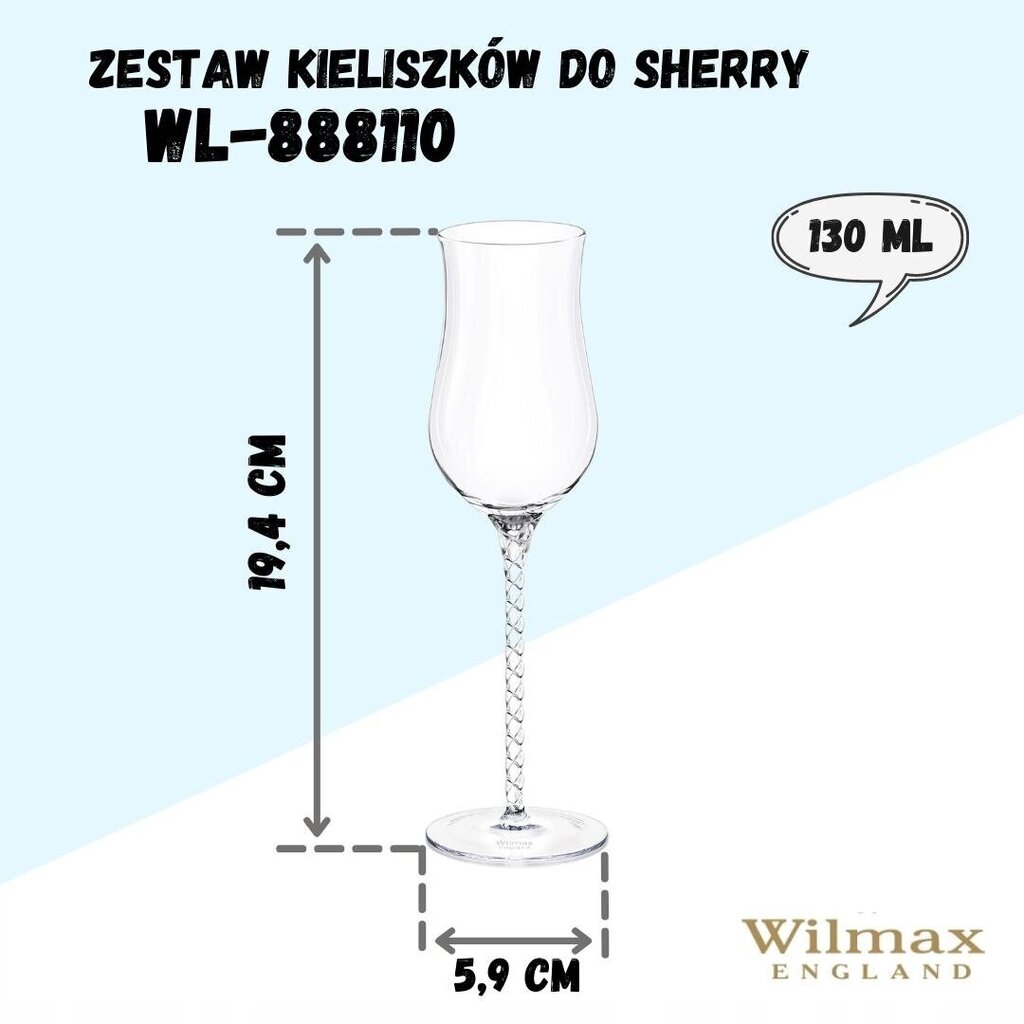 Wilmax glāze, 130 ml - 2 gab. cena un informācija | Glāzes, krūzes, karafes | 220.lv