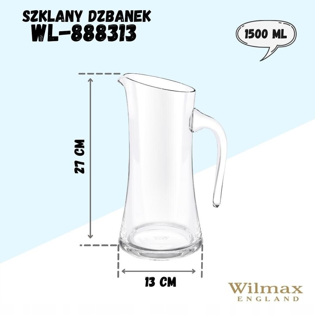 Wilmax stikla krūze, 1500ml cena un informācija | Glāzes, krūzes, karafes | 220.lv