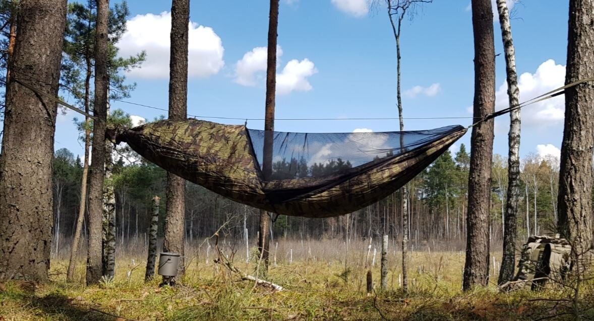 Šūpuļtīkls Bushmen Bushbed Pro/Camo + Insektu tīkls cena un informācija | Šūpuļtīkli | 220.lv