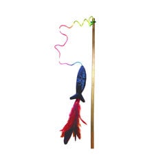 Makšķere ar spalvu Hippie Pet, 50 cm, dažādu krāsu cena un informācija | Rotaļlietas kaķiem | 220.lv