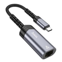 Адаптер Hoco UA26 USB-C to RJ45 (1000 Mbps), серый цена и информация | Адаптеры и USB разветвители | 220.lv