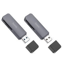 Atmiņas karšu lasītājs Hoco HB45 2-in-1 USB3.0 pelēks цена и информация | Адаптеры и USB разветвители | 220.lv