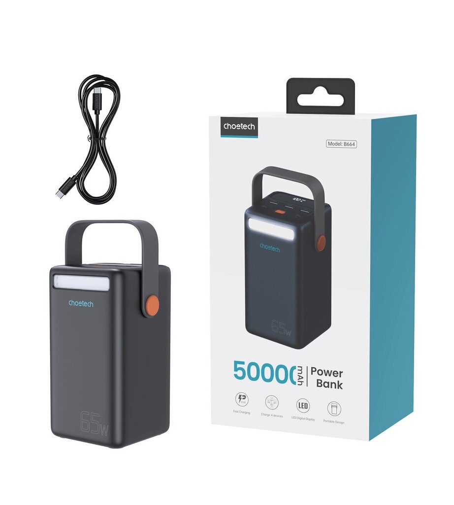 Choetech MIni power station USB-A | USB-C | micro USB 50000mAh 65W - black цена и информация | Lādētāji-akumulatori (Power bank) | 220.lv