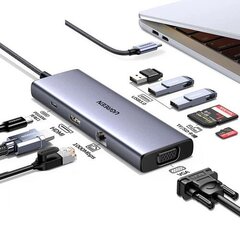 Адаптер Ugreen CM498 USB-C to 2xUSB-A + USB-C + HDMI + SD/TF + PD, серый цена и информация | Адаптеры и USB разветвители | 220.lv