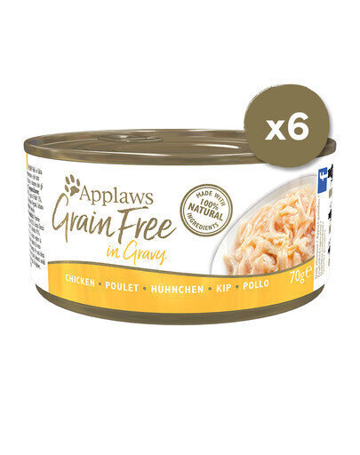 Applaws Grain Free pieaugušajiem kaķiem, ar vistu mērcē, 6x70 g цена и информация | Konservi kaķiem | 220.lv