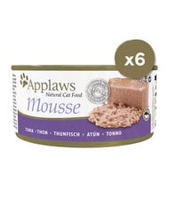 Applaws Cat Mousse для взрослых кошек с тунцом, 6х70 гр цена и информация | Консервы для котов | 220.lv