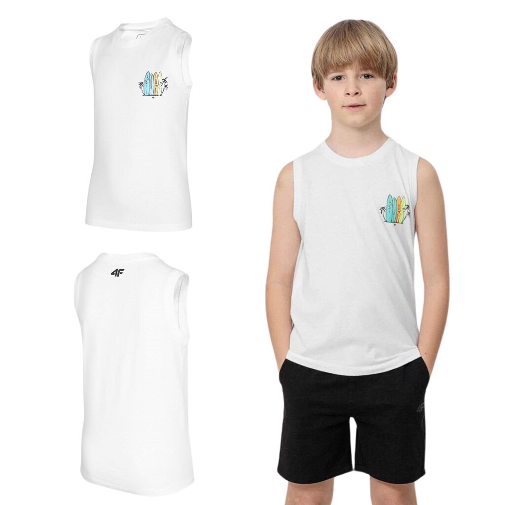 T-krekls zēniem 4F, balts cena un informācija | Zēnu krekli | 220.lv