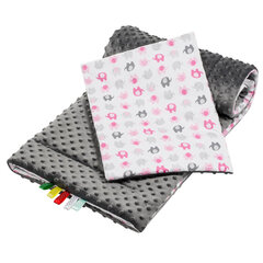 Bocioland мягкое одеяло + подушка для коляски, детской кроватки 75x100 см, слоники розовые цена и информация | Детское постельное бельё | 220.lv