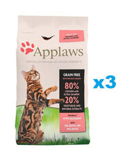 Applaws для взрослых кошек с курицей и лососем, 3x2 кг цена и информация | Сухой корм для кошек | 220.lv