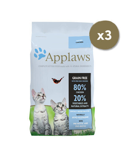 Applaws kaķēniem, ar vistu, 3x2 kg цена и информация | Sausā barība kaķiem | 220.lv