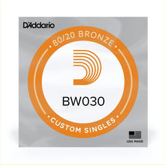 Струна для акустической гитары D'Addario Single 80/20 Bronze 0.030 BW030 цена и информация | Принадлежности для музыкальных инструментов | 220.lv