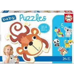 5 puzļu komplekts Educa Baby Animals cena un informācija | Puzles, 3D puzles | 220.lv