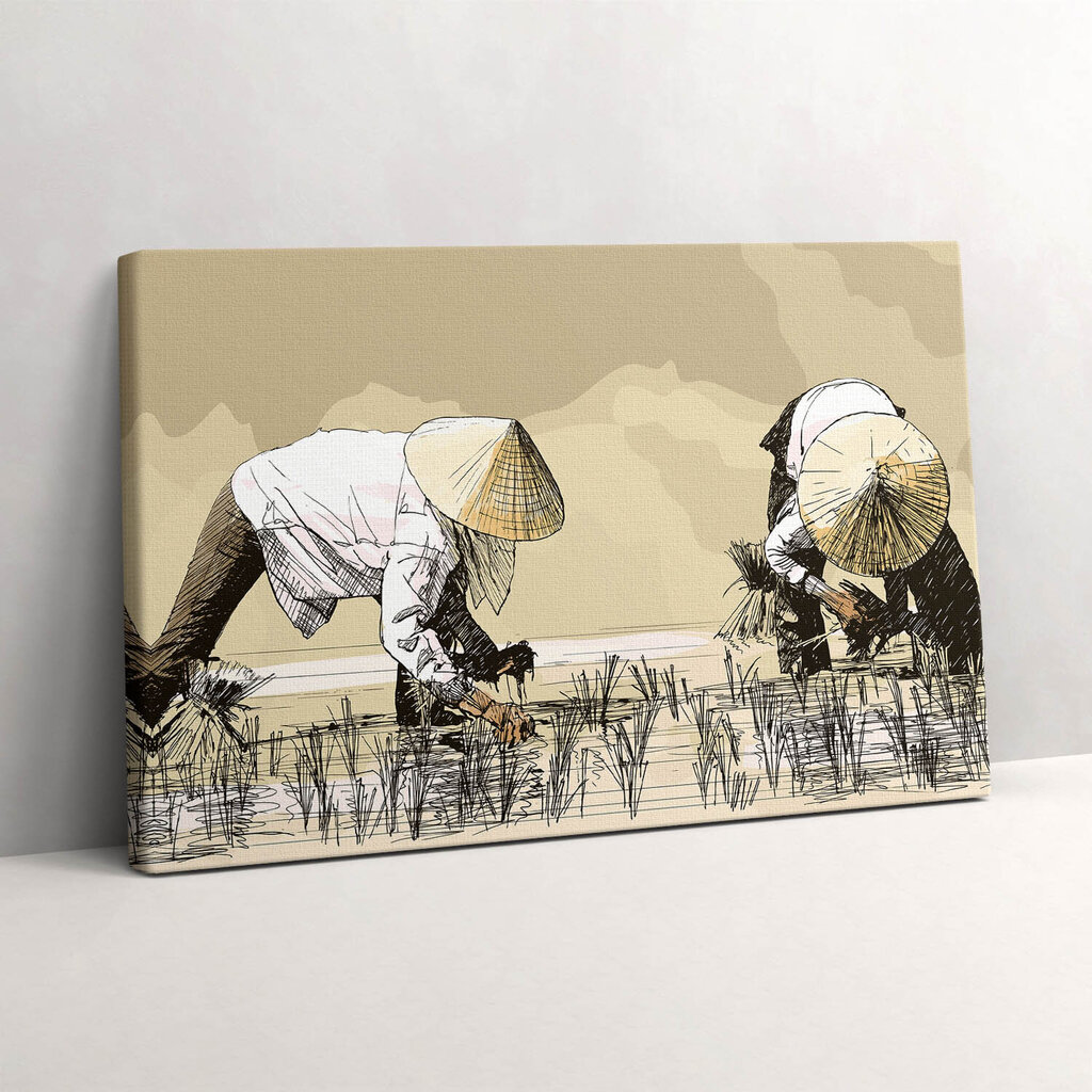 Glezna Divas sievietes, kas novāc rīsus Āzijā cena un informācija | Gleznas | 220.lv