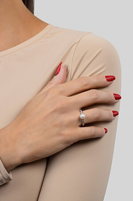 Sudraba gredzens ar īstu pērli sievietēm Brilio Silver RI055W цена и информация | Gredzeni | 220.lv