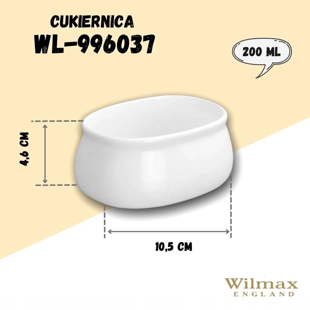 Wilmax cukura trauks, 9x6,5x4,5 cm cena un informācija | Trauki, šķīvji, pusdienu servīzes | 220.lv