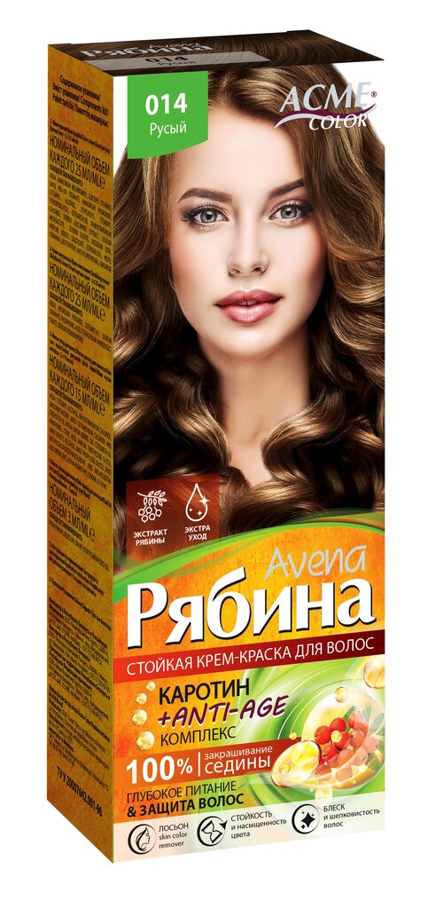 Krēmveida matu krāsa Acme Color Rjabina Avena, 014 Light brown цена и информация | Matu krāsas | 220.lv