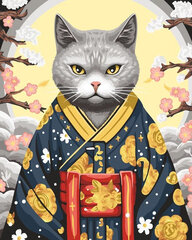 Glezna pēc numuriem Wizardi, Kaķis kimono W033, 40x50 cm cena un informācija | Gleznas pēc numuriem | 220.lv