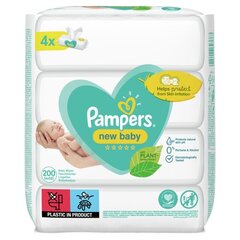 Mitrās salvetes Pampers New Baby, 4x50 gab цена и информация | Одноразовые пеленки и влажные салфетки | 220.lv