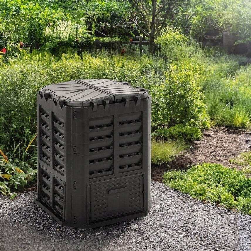 Kompostētājs Hillvert expondo, 360 l, melns cena un informācija | Komposta kastes un āra konteineri | 220.lv