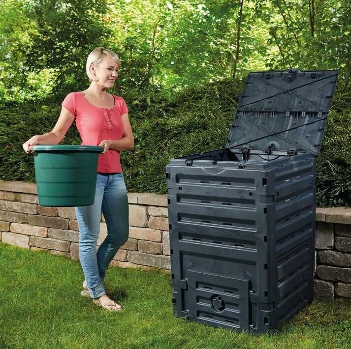 Konteinera kompostētājs Garant Garden 1, 450 l, melns цена и информация | Komposta kastes un āra konteineri | 220.lv