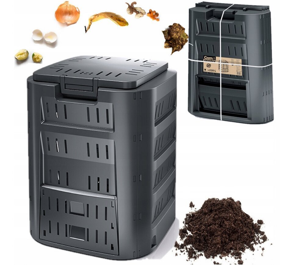 1 kameras kompostētājs Prosperplast, 320, l melns cena un informācija | Komposta kastes un āra konteineri | 220.lv