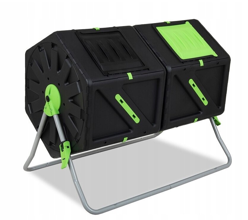2 kameru kompostētājs GardenPoint, 210 l, melns цена и информация | Komposta kastes un āra konteineri | 220.lv