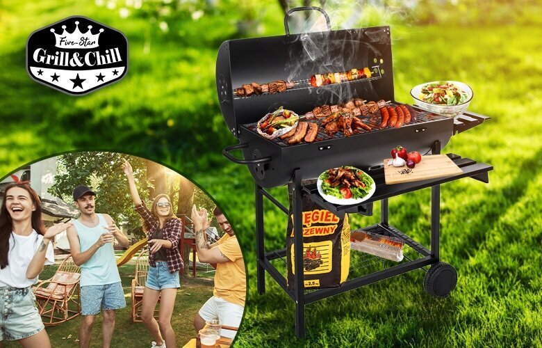 Kokogļu grils Five-Star Grill&Chill, 71 x 35 cm, melns цена и информация | Grili | 220.lv